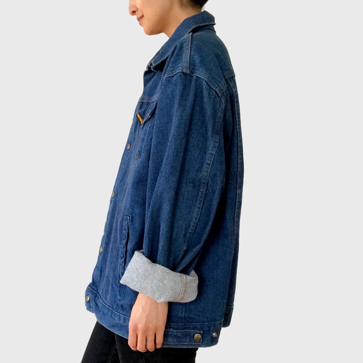 Dark-Wash Snap-Button Saddle King Denim Jean, Jacket