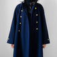 1960s Navy Blue Naval Military Style Double-Breasted Wool Coat - S/M