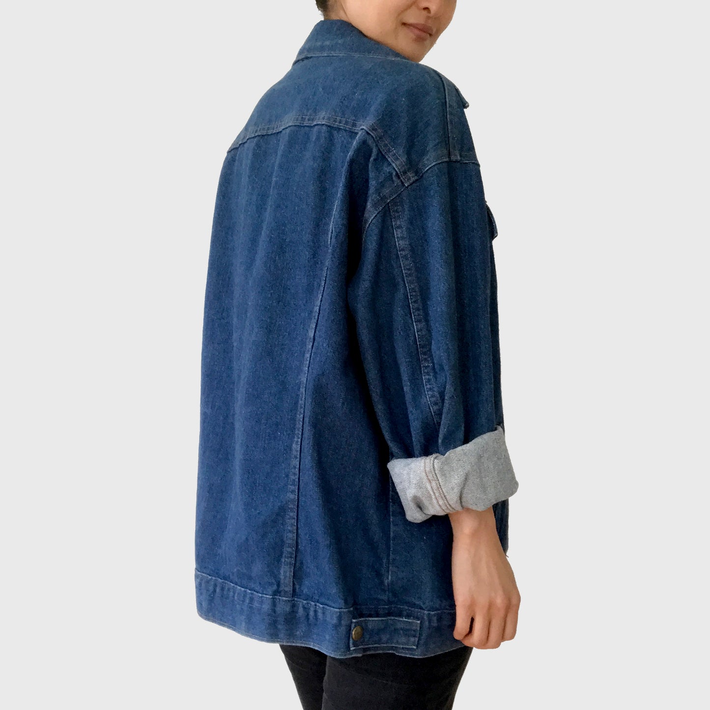 Dark-Wash Snap-Button Saddle King Denim Jean, Jacket