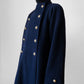 1960s Navy Blue Naval Military Style Double-Breasted Wool Coat - S/M