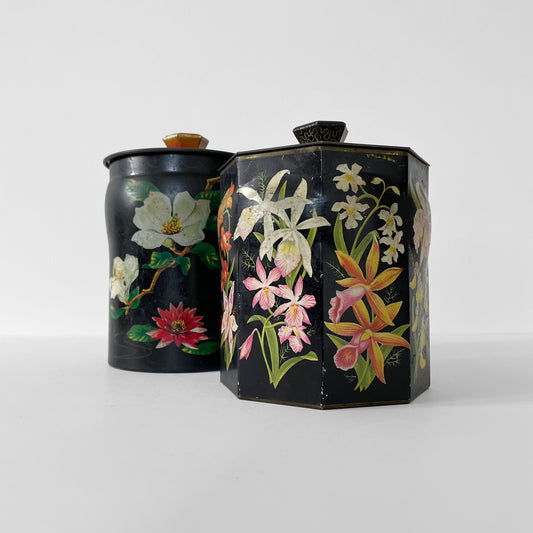 1960s Floral Lidded Decorative Tins