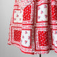 1960s Red and White Floral Patchwork Patterned Tied-Waist Cotton Apron