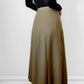 1970s - 1980s Made in Canada Wheat Beige Side Button Knife Pleat Tea Length A-Line Skirt - Waist 26