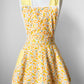 1960s Yellow and White Floral Paisley Patterned Reversible Tied-Waist Cotton Apron