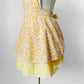 1960s Yellow and White Floral Paisley Patterned Reversible Tied-Waist Cotton Apron