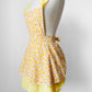 1960s Yellow and White Floral Paisley Patterned Reversible Tied-Waist Cotton Apron