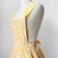 1960s Yellow and White Floral Paisley Patterned Reversible Tied-Waist Cotton Apron