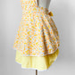 1960s Yellow and White Floral Paisley Patterned Reversible Tied-Waist Cotton Apron