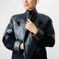 1980s Black Suede and Leather Leaf Embellished Jacket
