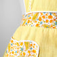 1960s Yellow and White Floral Paisley Patterned Reversible Tied-Waist Cotton Apron