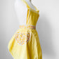 1960s Yellow and White Floral Paisley Patterned Reversible Tied-Waist Cotton Apron