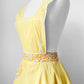 1960s Yellow and White Floral Paisley Patterned Reversible Tied-Waist Cotton Apron