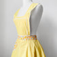 1960s Yellow and White Floral Paisley Patterned Reversible Tied-Waist Cotton Apron