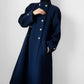 1960s Navy Blue Naval Military Style Double-Breasted Wool Coat - S/M