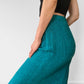 1970s Teal Woven Silk Knit Elastic-Waist Fitted Skirt