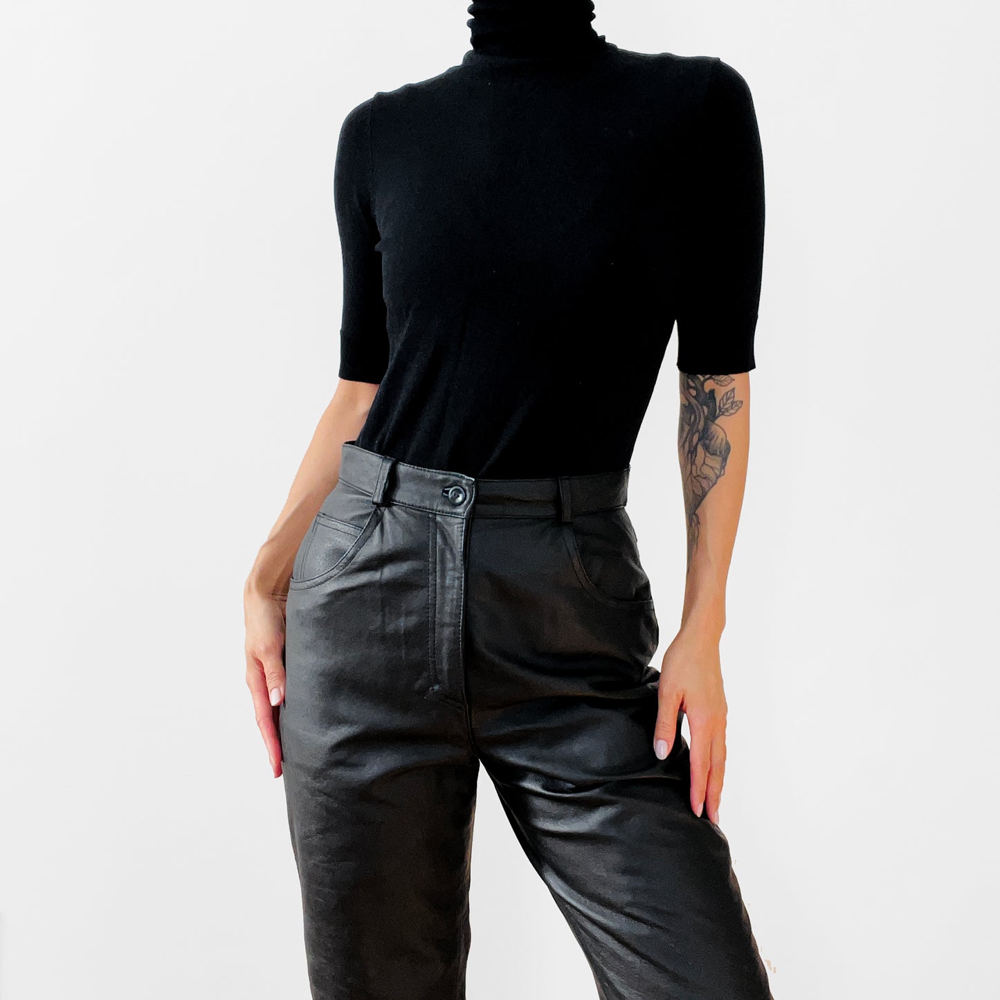 1990s Lined Black Leather Pants