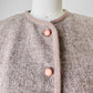 1960s - 1970s Beige Grey Oatmeal Tone Fitted Short-Waisted Trimmed Wool Blend Jacket Blazer - XS/S