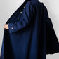1960s Navy Blue Naval Military Style Double-Breasted Wool Coat - S/M