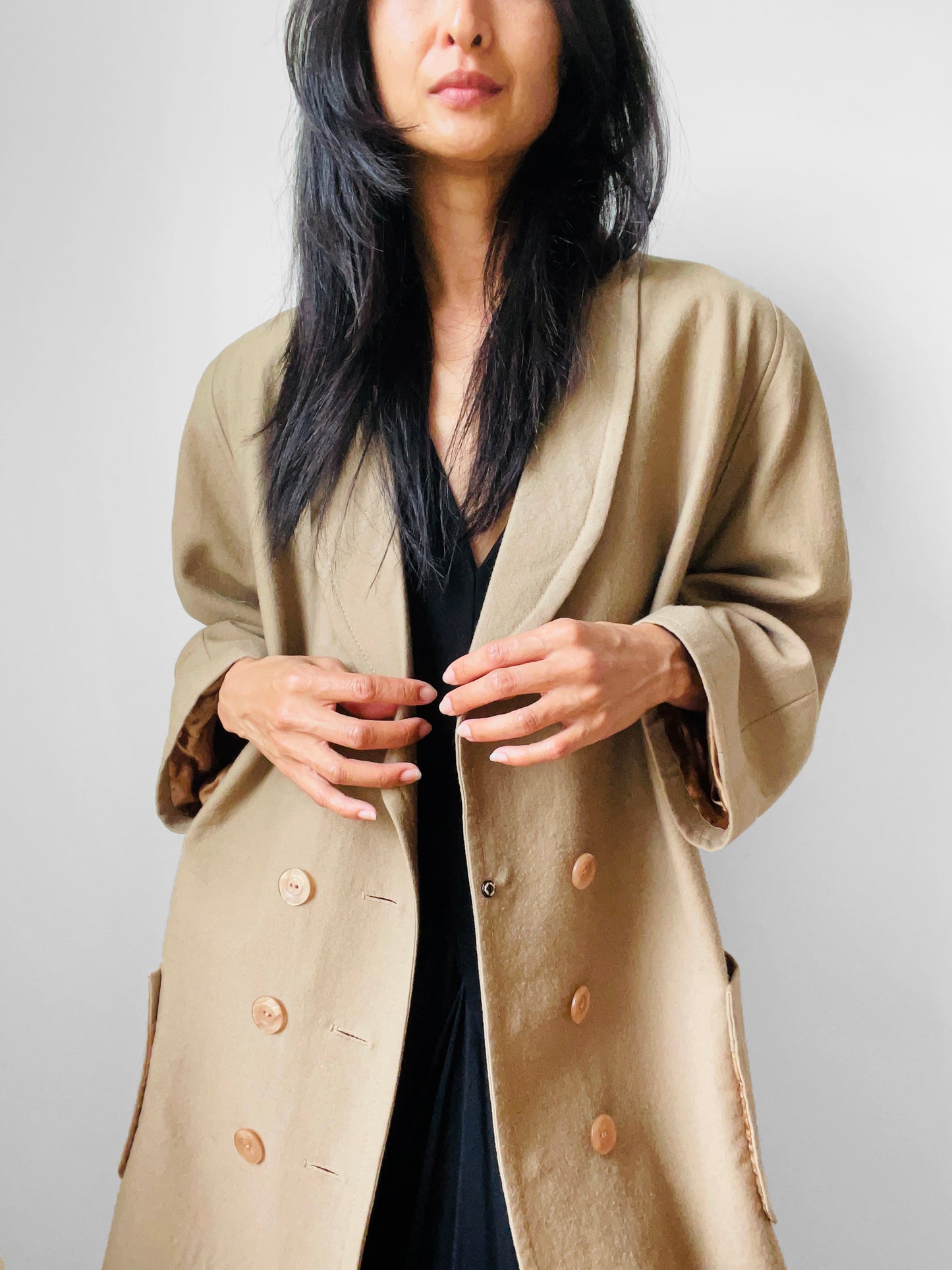 1980s Tan Double-Breasted Relaxed Fit Blazer Jacket