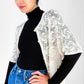 1970s Champagne Chinese Silk Blend Crochet Short Sleeve Button-Front Top
