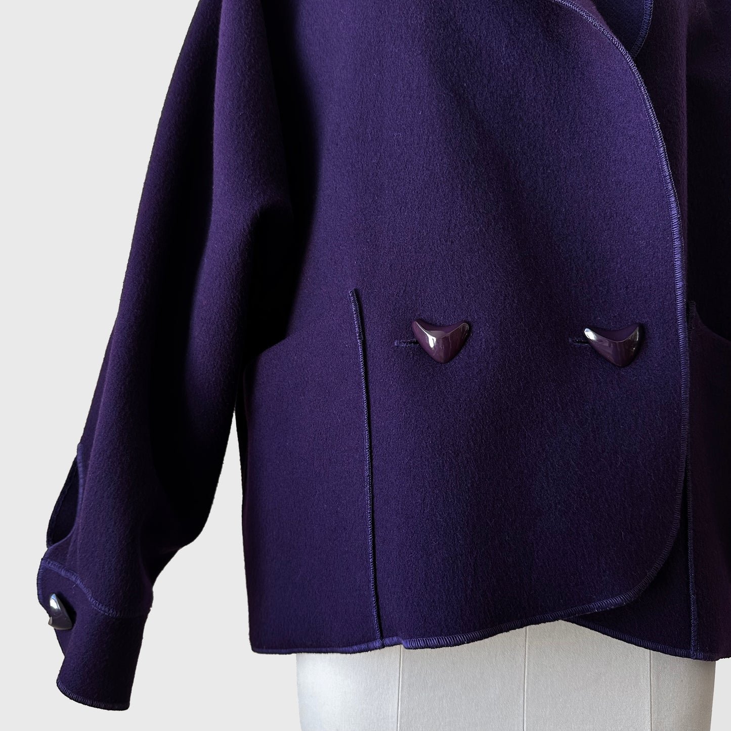 1980s - 1990s Eggplant Purple Wool Felt Relaxed Fit Statement Jacket - O/S