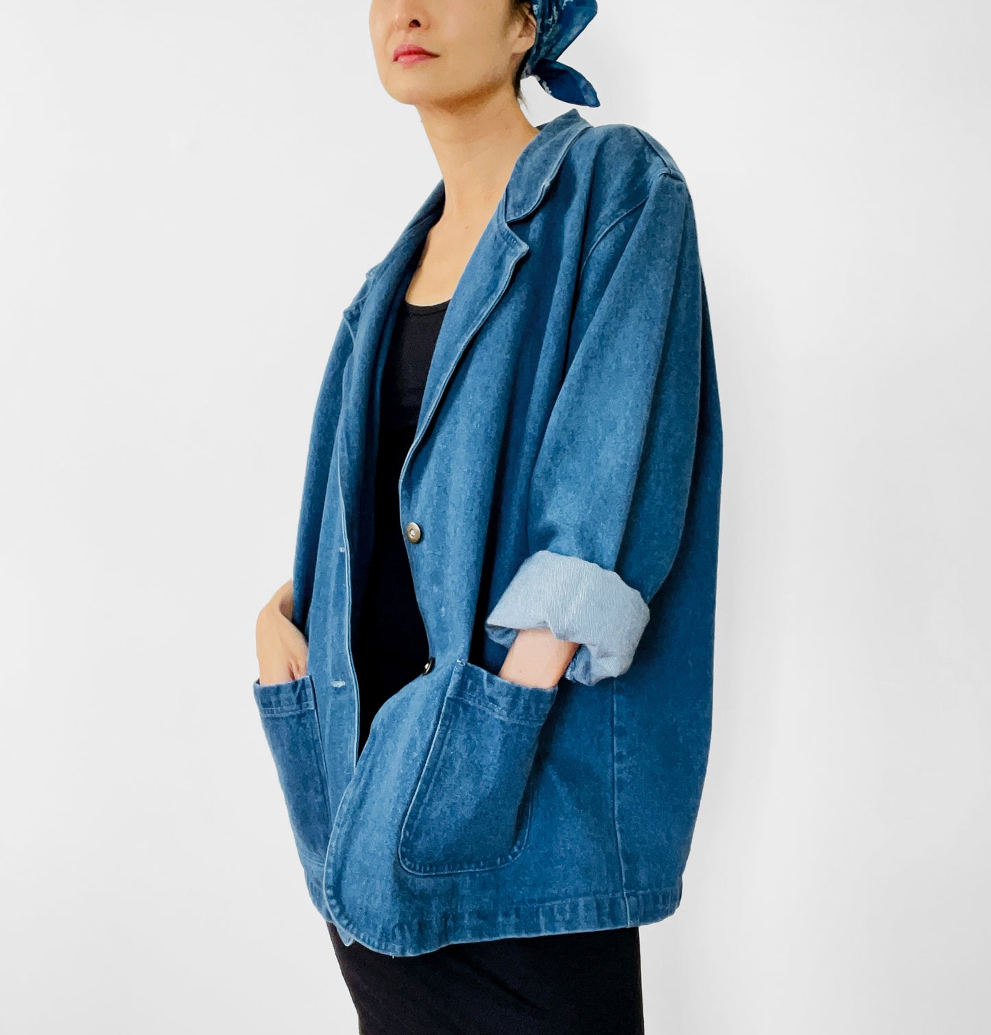 1980s Soft Blue Denim Jean Blazer