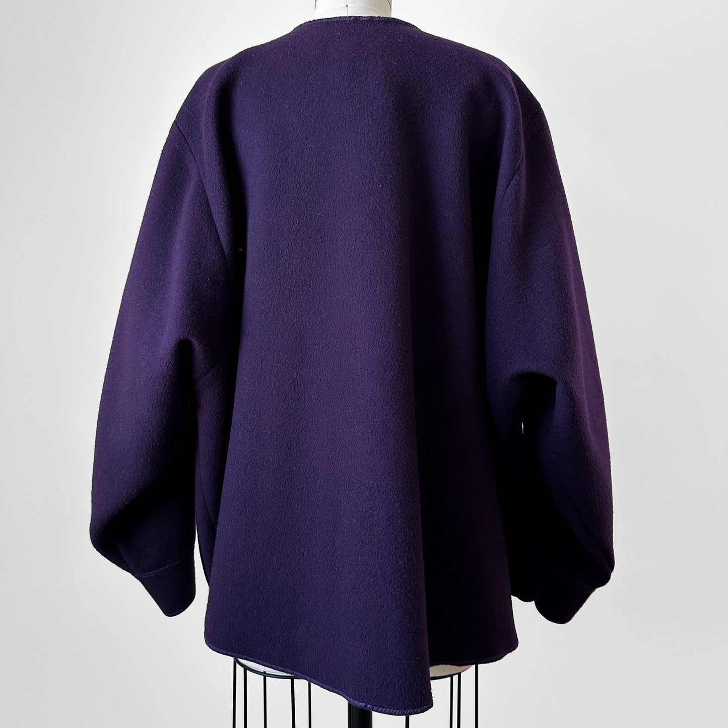 1980s - 1990s Eggplant Purple Wool Felt Relaxed Fit Statement Jacket - O/S