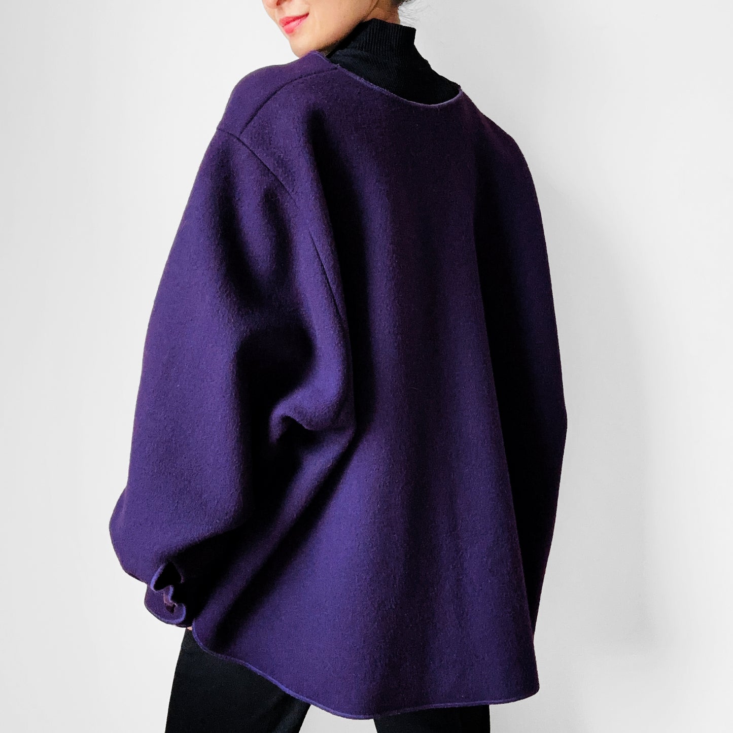 1980s - 1990s Eggplant Purple Wool Felt Relaxed Fit Statement Jacket - O/S