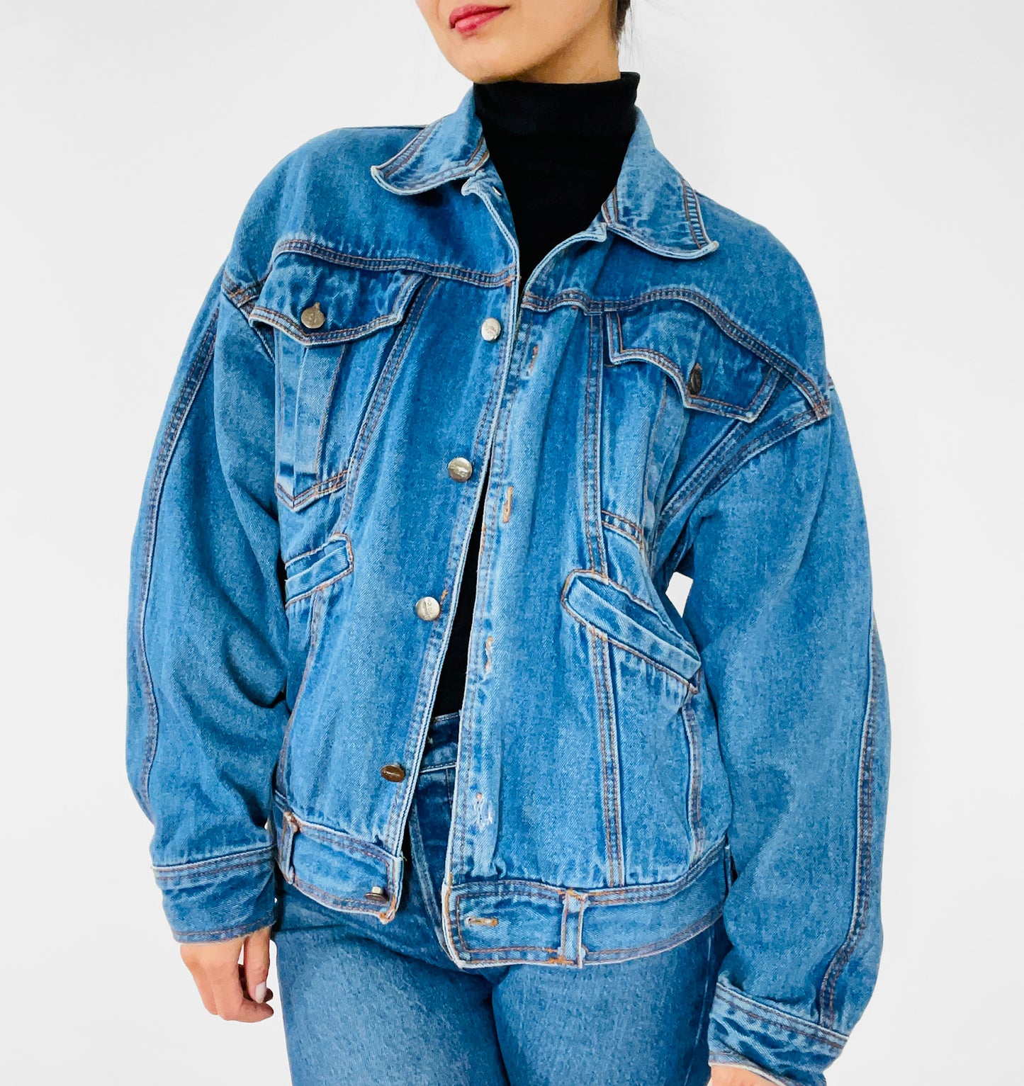 1980s Distressed Relaxed-Fit Denim Jean Jacket