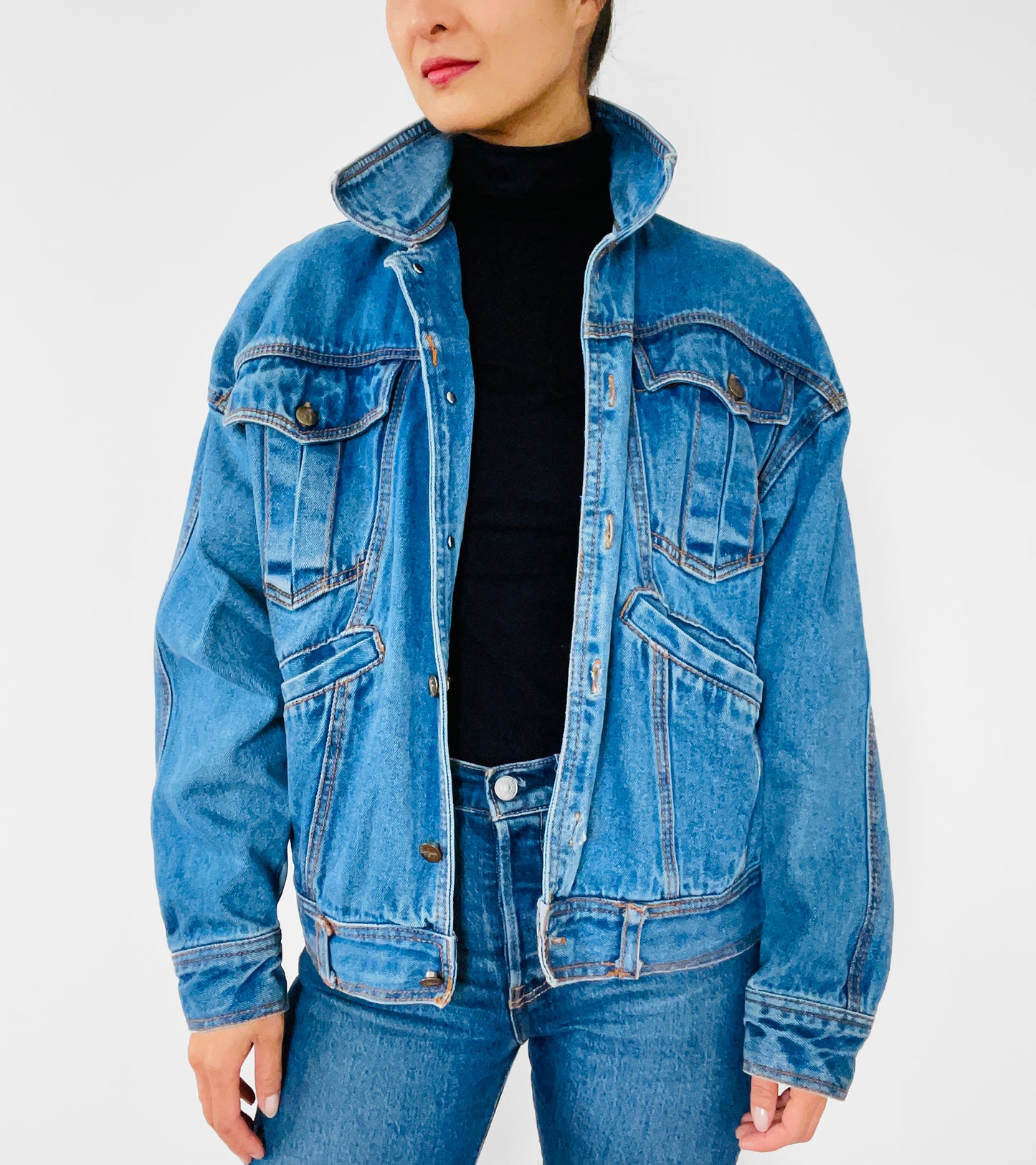 1980s Distressed Relaxed-Fit Denim Jean Jacket