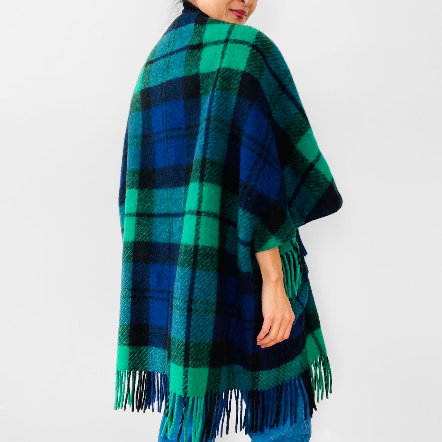 1960s Handmade Irish Wool Plaid Blanket Coat