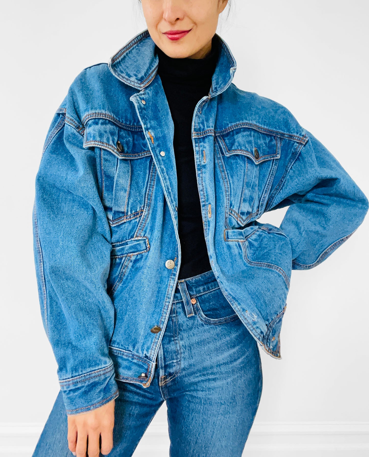 1980s Distressed Relaxed-Fit Denim Jean Jacket