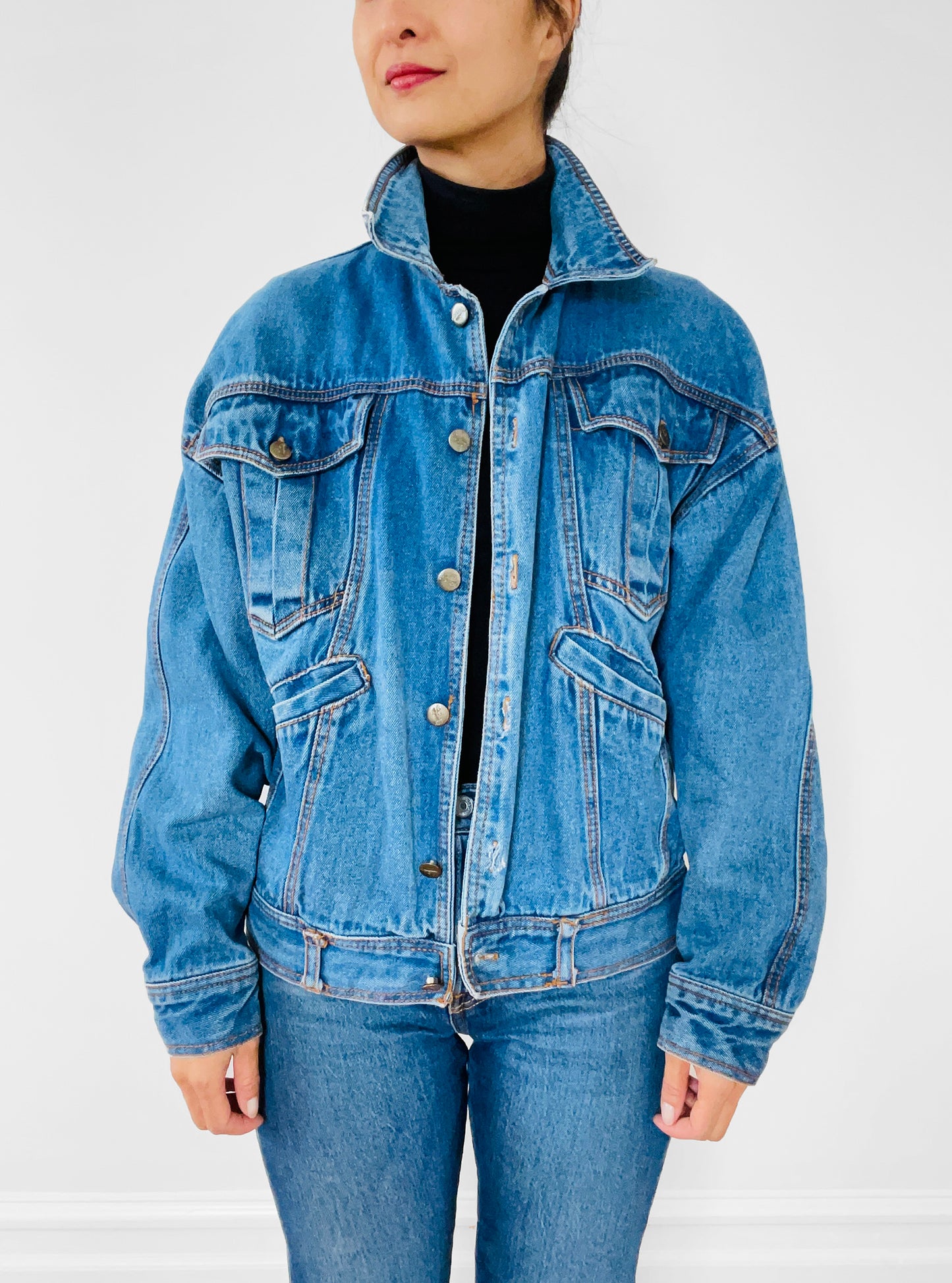 1980s Distressed Relaxed-Fit Denim Jean Jacket