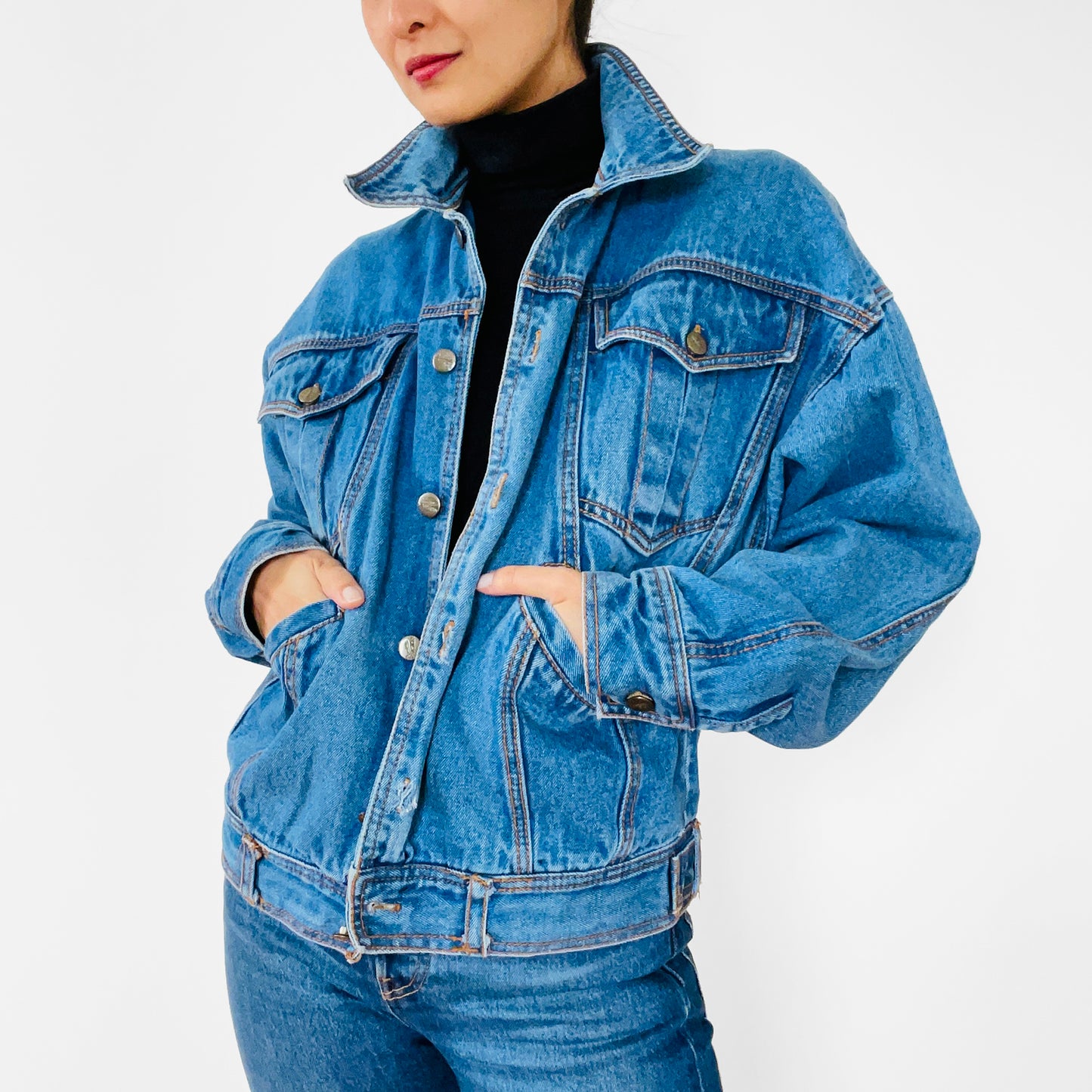 1980s Distressed Relaxed-Fit Denim Jean Jacket