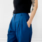 1980s Blue High-Waisted Pleated Tapered-Leg Pants