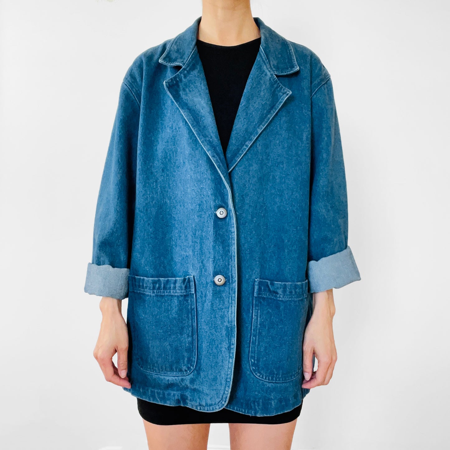 1980s Soft Blue Denim Jean Blazer