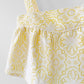 Upcycled Made-By-Me Vintage 60s Yellow and White Lace Lined Handmade Tied-Back Crop Tablecloth Top