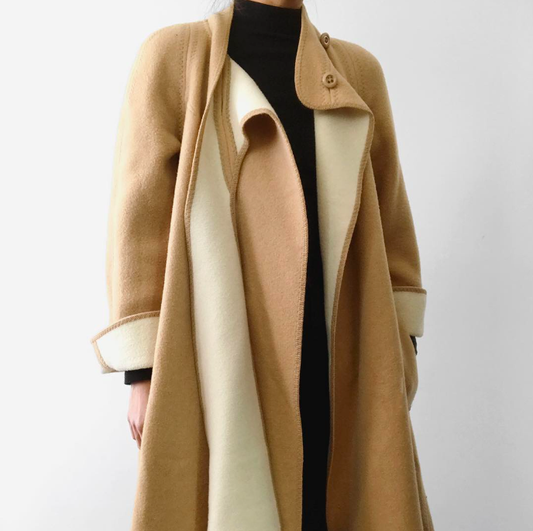 1960s Tan Wool Fleece A-Line Coat