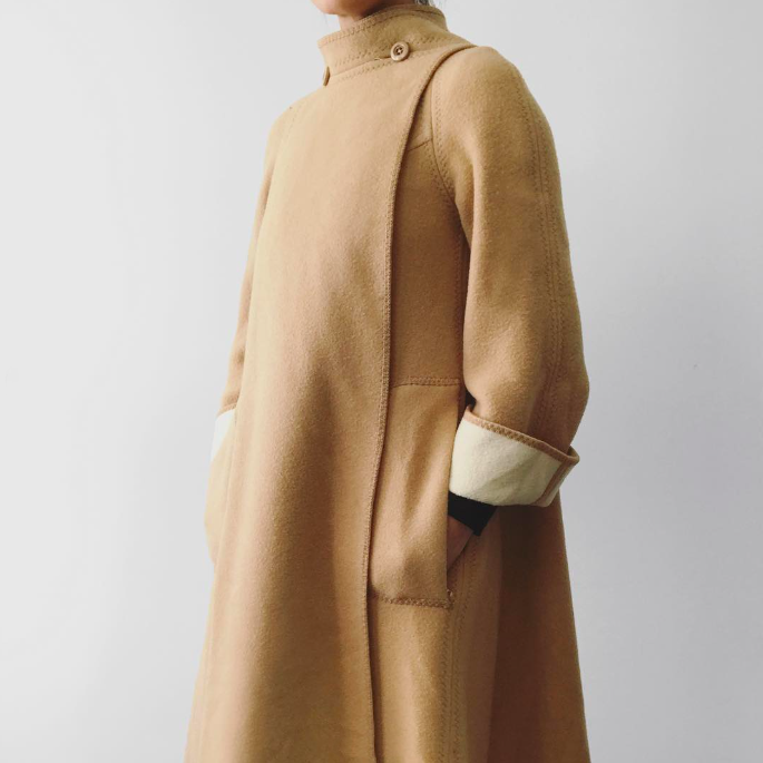 1960s Tan Wool Fleece A-Line Coat