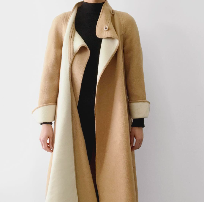 1960s Tan Wool Fleece A-Line Coat