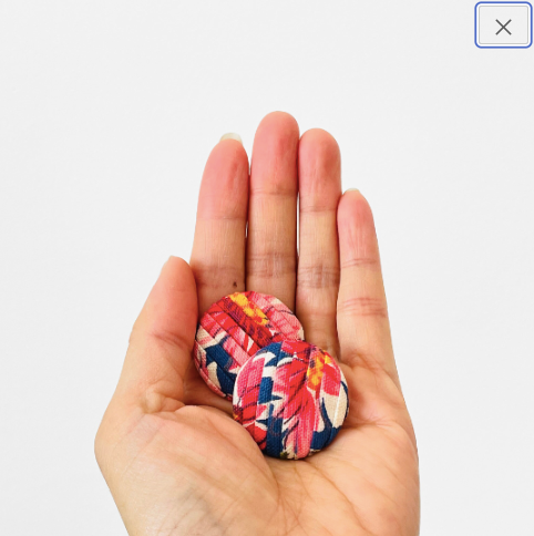 1980s Floral Pleated Textile Wrapped Button Earrings - NEED HI RES