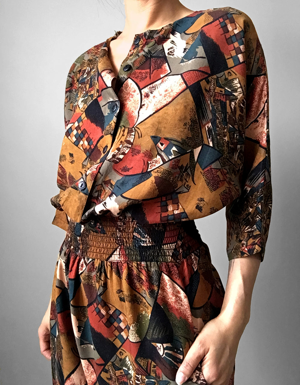 1980s Scenic Patterned One-Piece Jumpsuit