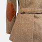 1970s Beige and Brown Tweed and Leather Made in France Fitted Blazer Jacket