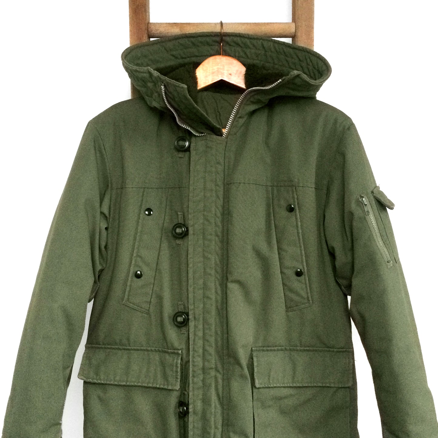 1970s Hooded Quilted Lined Military Parka