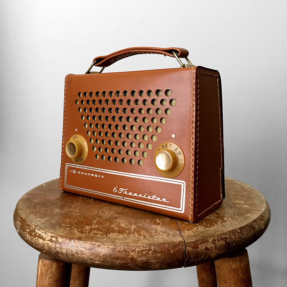 1960s Leather-Cased Healthkit Gr-151a Portable Transistor Radio