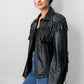 1970s Black Fringe Leather Biker Jacket