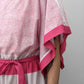 1980s Pink Lightweight Stripe Belted Elastic Waist Dress