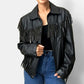1970s Black Fringe Leather Biker Jacket