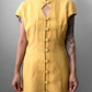1990s Made in Germany Yellow Button-Front Mandarin Collar Dress