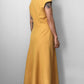 1990s Made in Germany Yellow Button-Front Mandarin Collar Dress